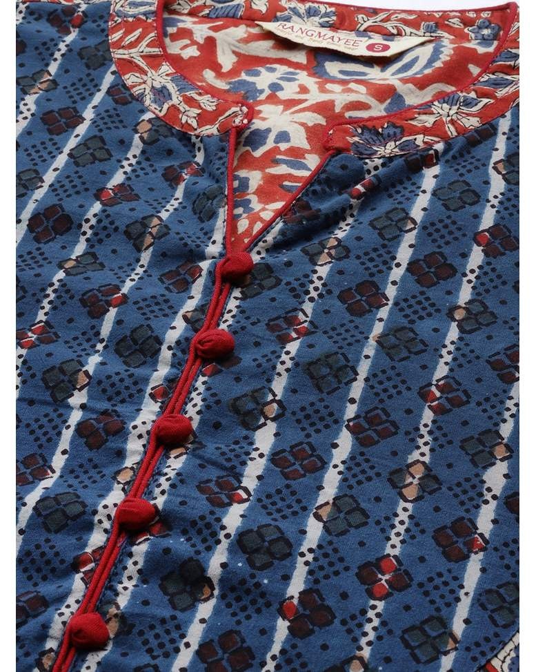 Maroon Cotton Printed Kurti