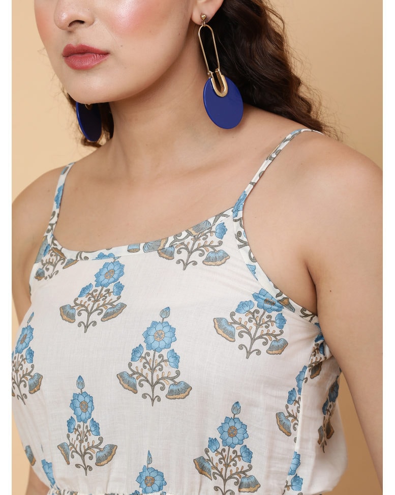 Ethnic Motifs Printed Gathered Detailed Cotton Maxi Dress