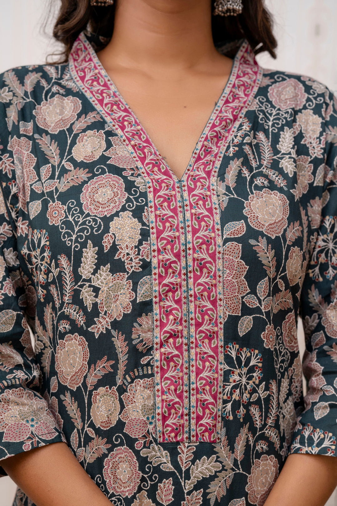 Green Printed Straight Kurta