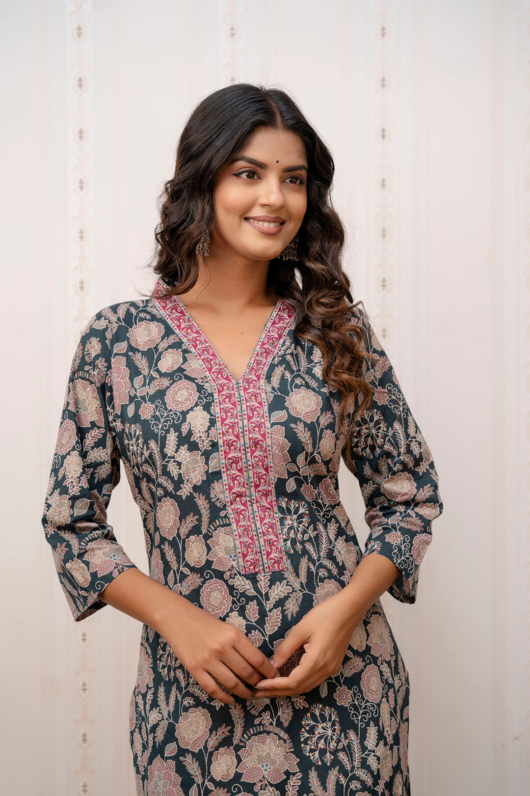 Green Printed Straight Kurta