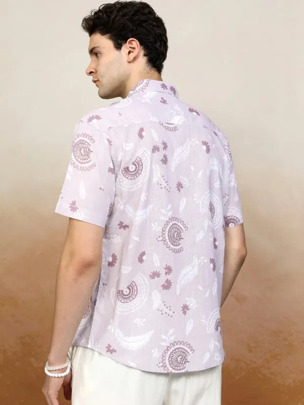 Men Pink Printed Relaxed Fit Casual Shirt