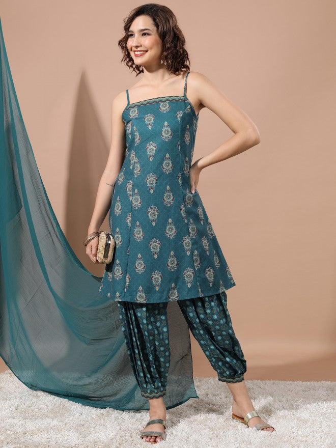 Women Teal Kurta Set