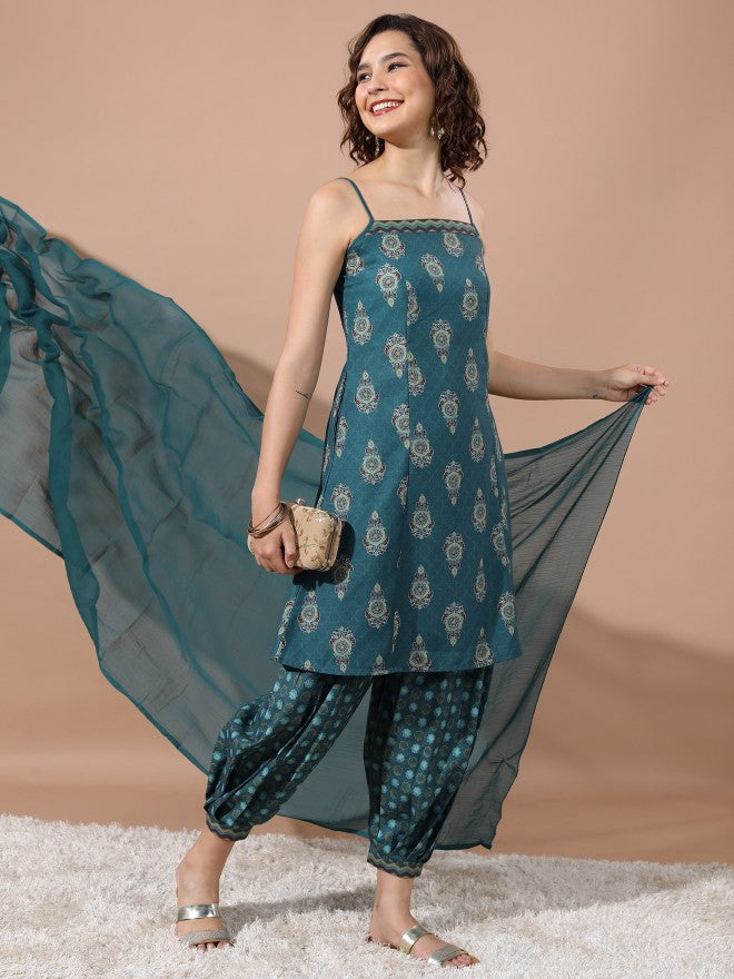 Women Teal Kurta Set