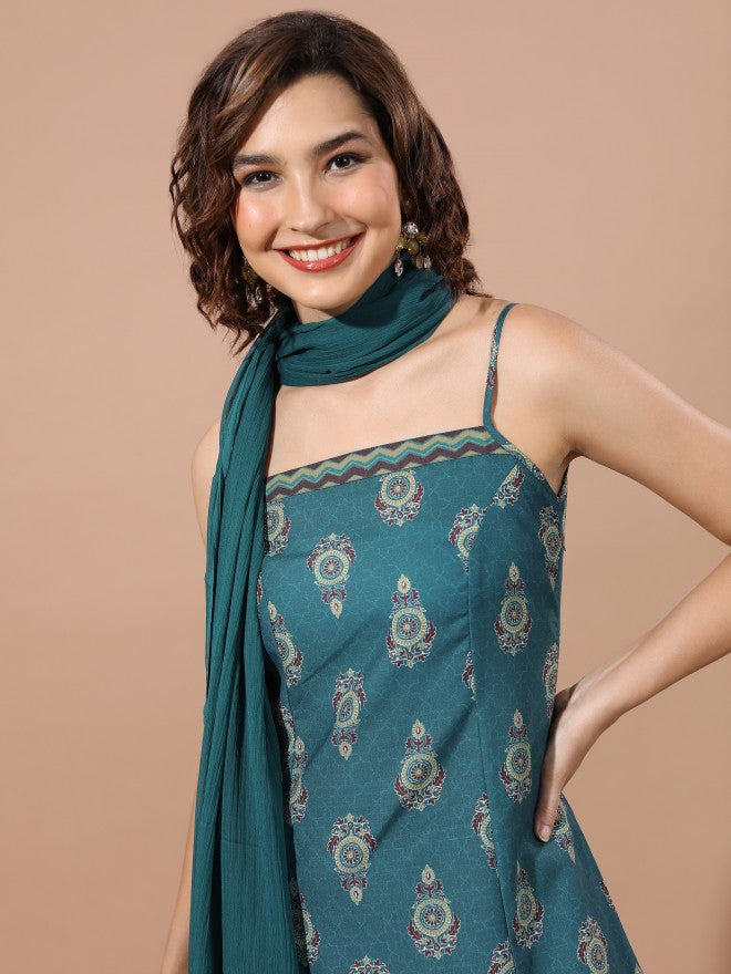 Women Teal Kurta Set