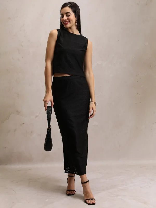 Black Top with Skirt Co-ords