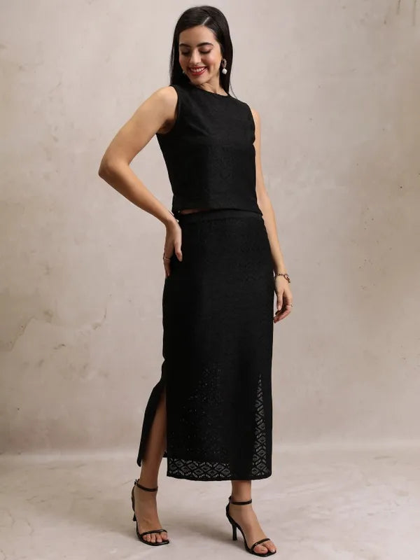 Black Top with Skirt Co-ords