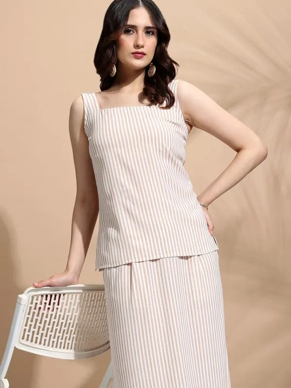 Peach Top and Skirt Co-ords