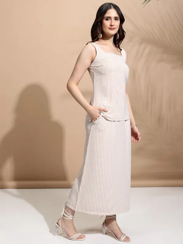 Peach Top and Skirt Co-ords