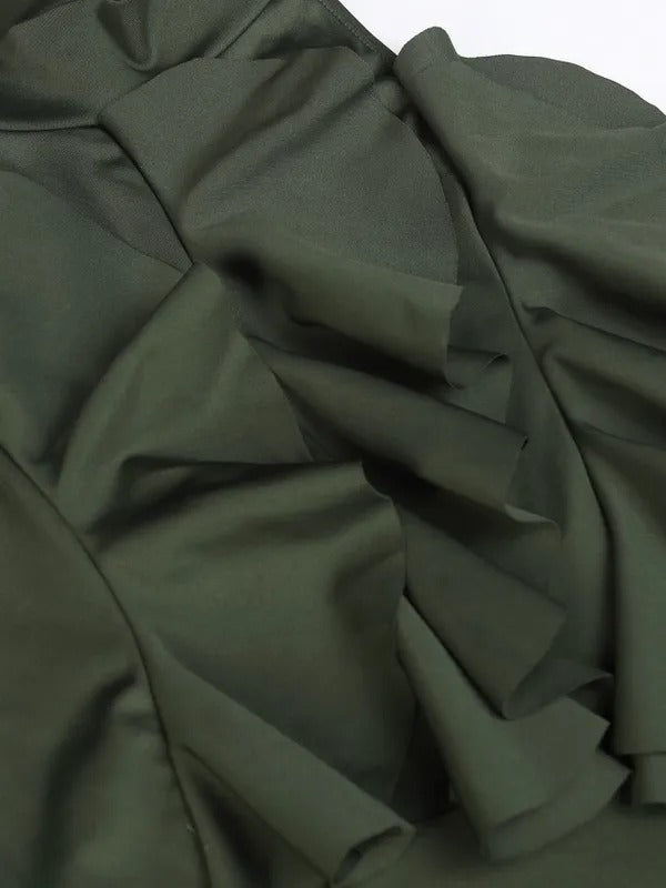 Women Olive Solid Bodycon Dress