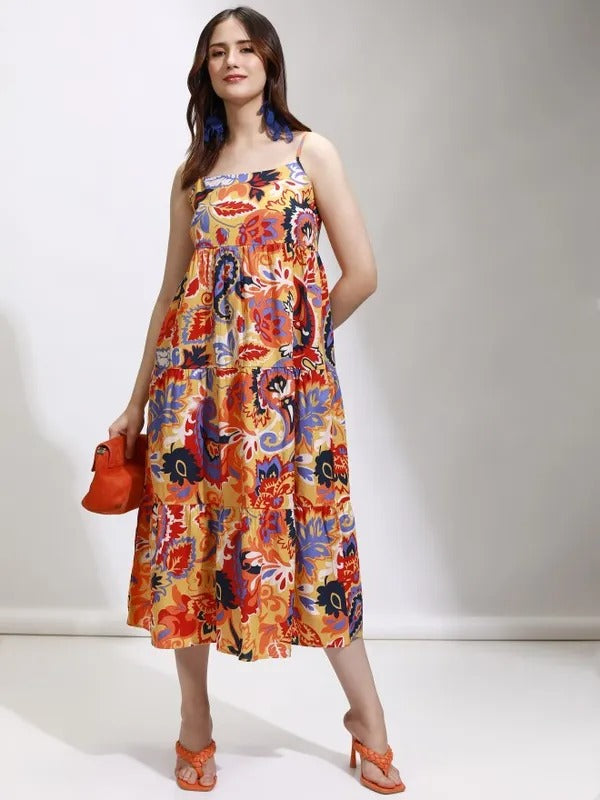 Mustard Multi Casual Dress