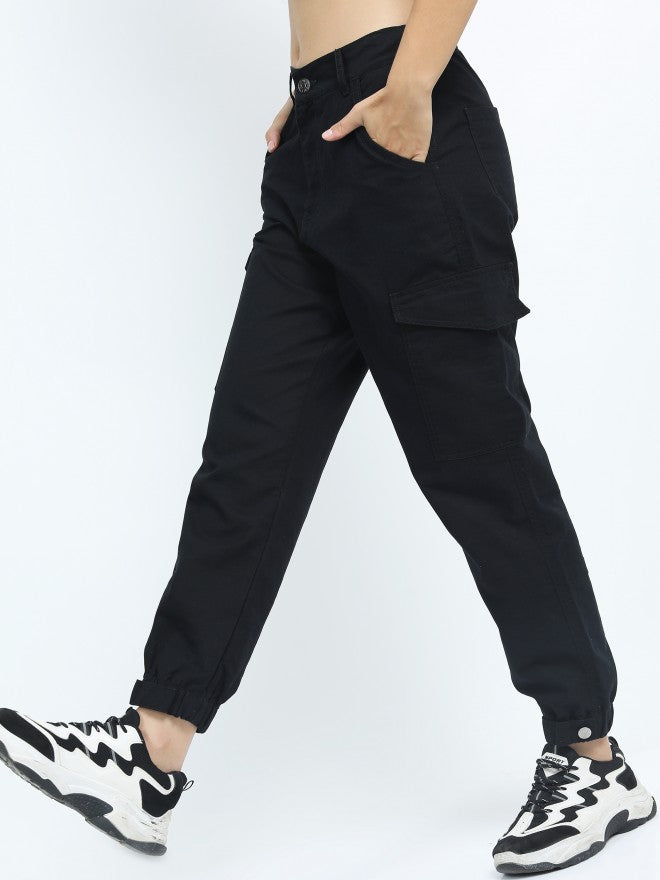 Women Black Jogger Non Stretchable Jeans