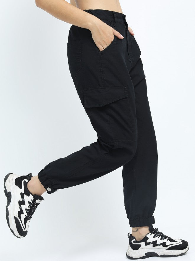 Women Black Jogger Non Stretchable Jeans