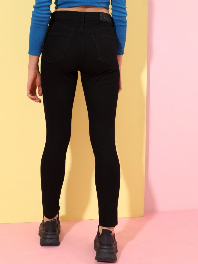 Women Black Skinny Fit Non Stretchable Jeans