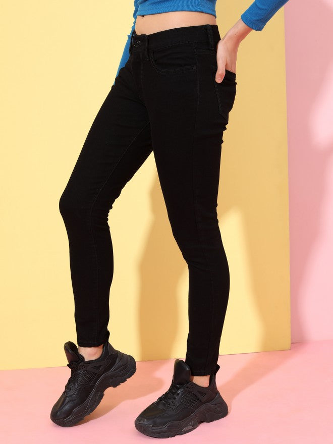 Women Black Skinny Fit Non Stretchable Jeans