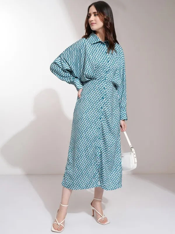 Teal Printed Dress