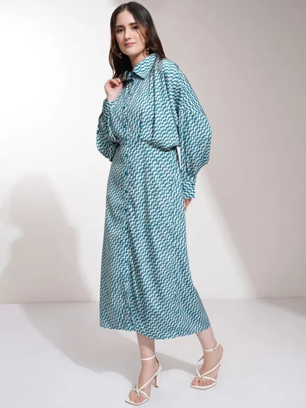 Teal Printed Dress