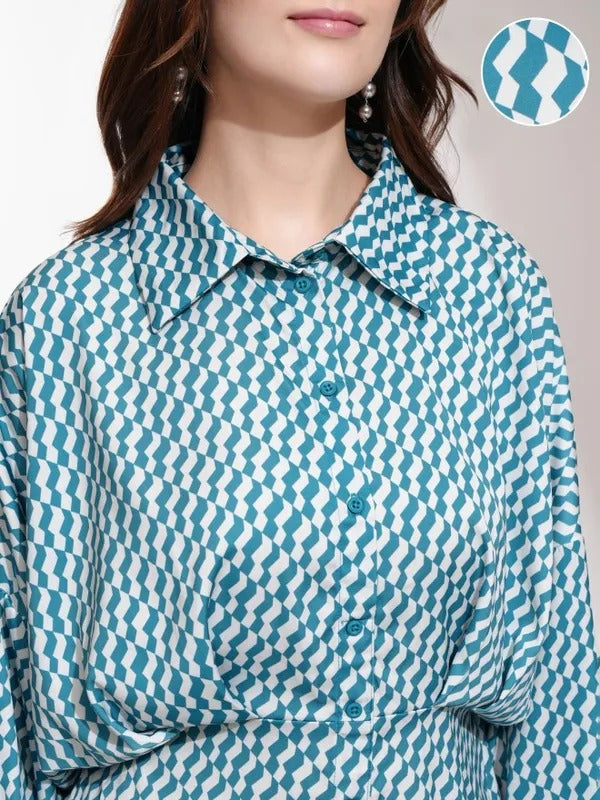Teal Printed Dress