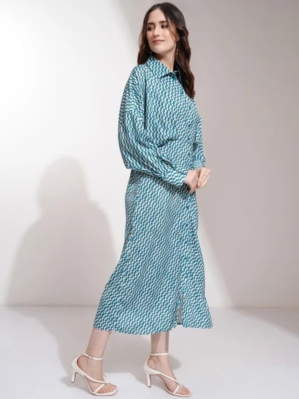 Teal Printed Dress