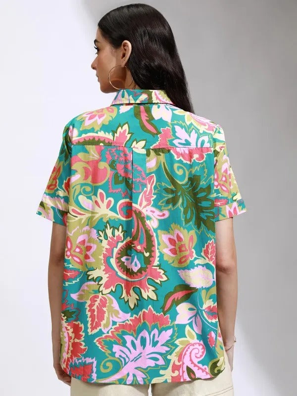 Teal Multi Casual Shirt