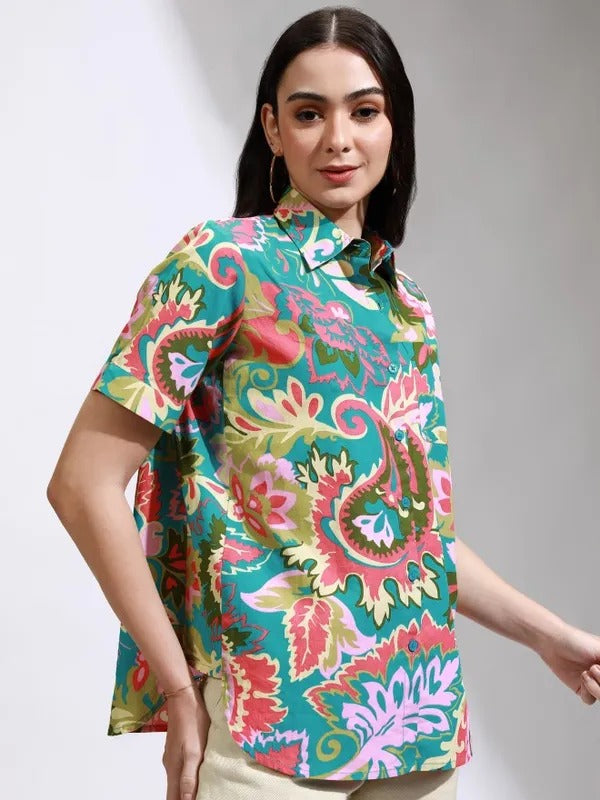 Teal Multi Casual Shirt