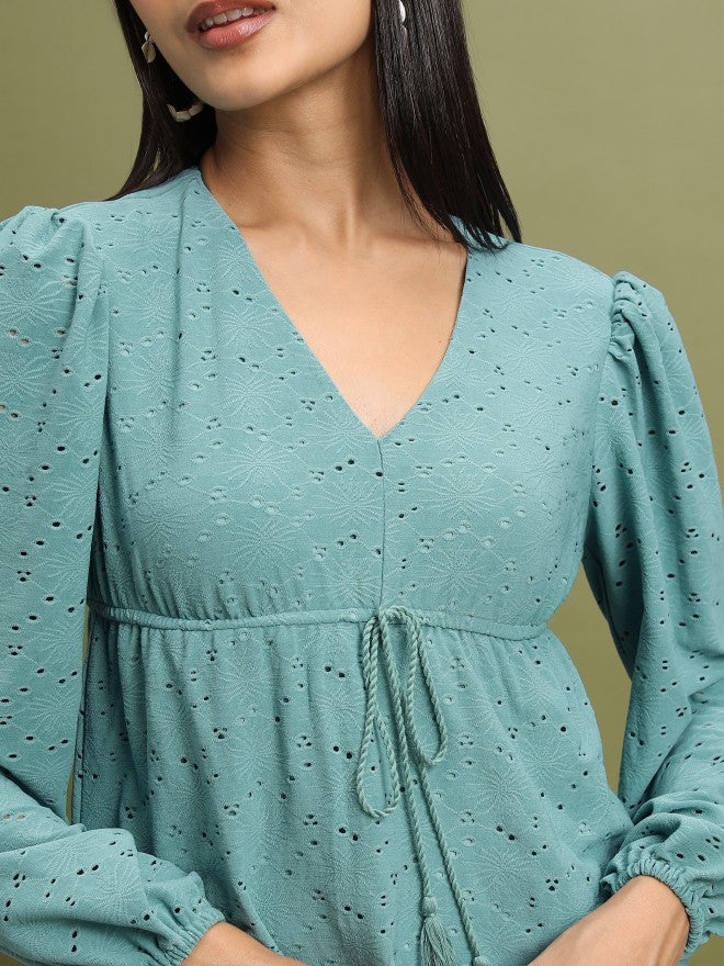 Women Sage Solid Peplum Top