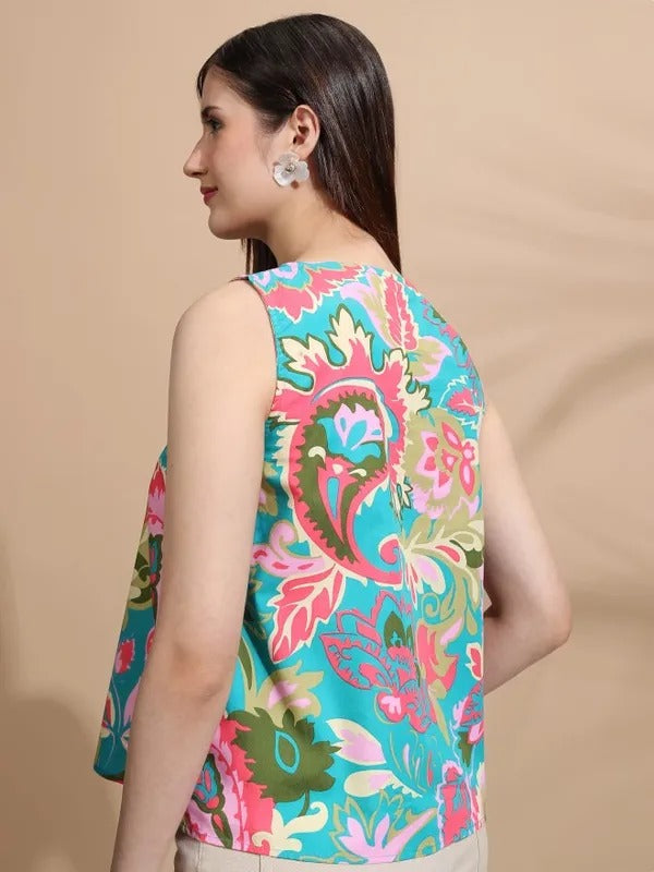 Teal Multi Printed Top