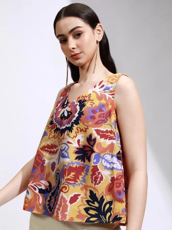 Mustard Multi Printed Top