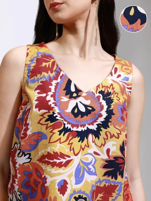 Mustard Multi Printed Top