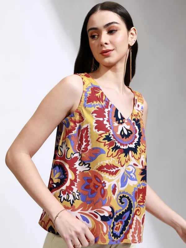 Mustard Multi Printed Top