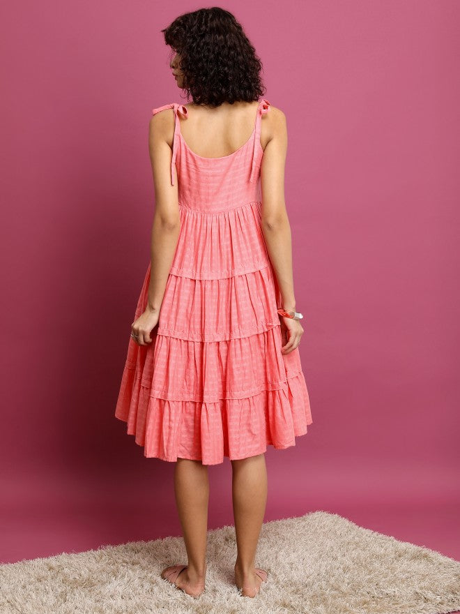 Women Pink Printed A-Line Dress