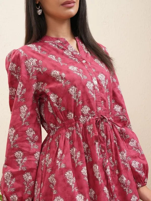 Red Printed Fit and Flare Dress
