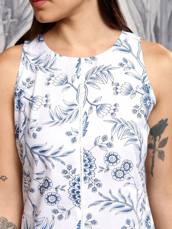 White/Blue Tunic with Trousers Co-Ords