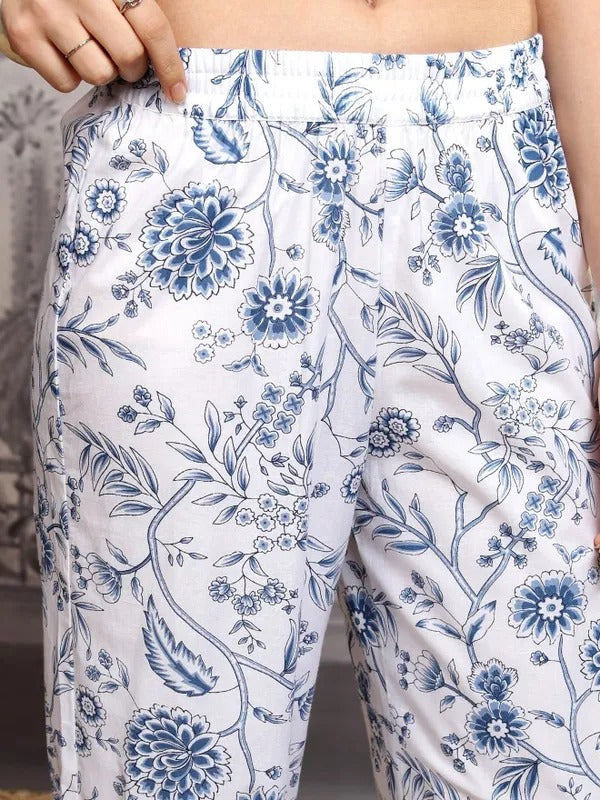 White/Blue Tunic with Trousers Co-Ords