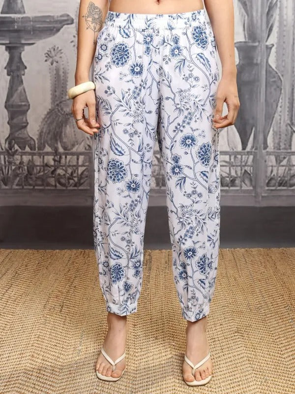 White/Blue Tunic with Trousers Co-Ords