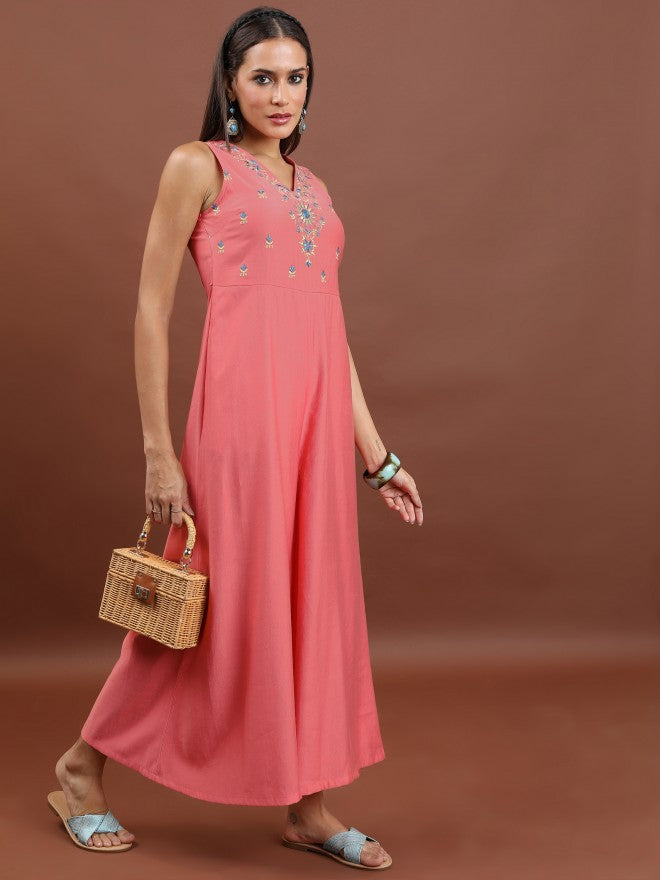 Women Pink Solid Jumpsuit