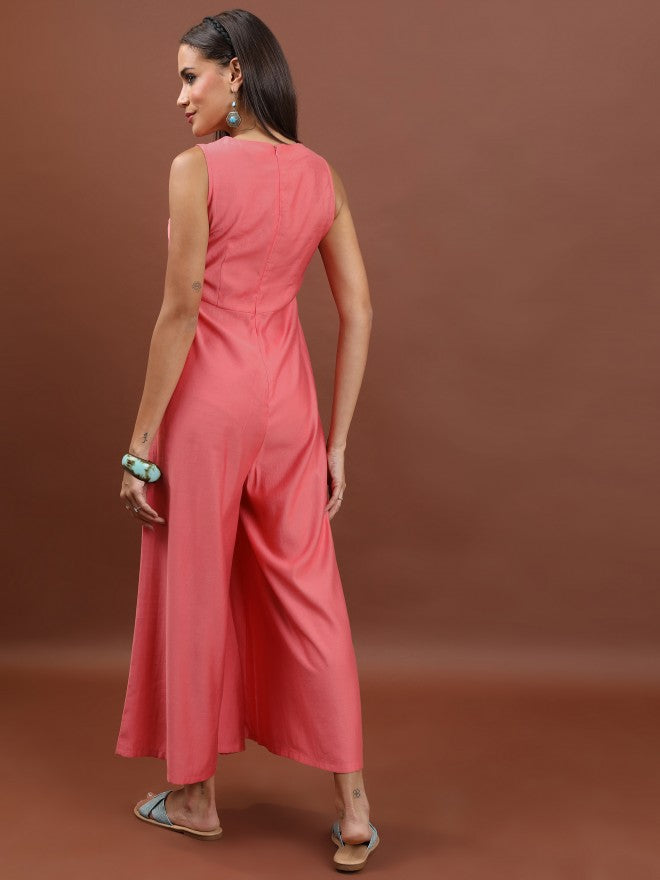 Women Pink Solid Jumpsuit