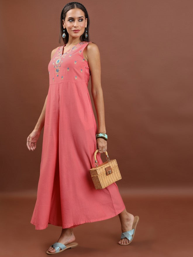 Women Pink Solid Jumpsuit