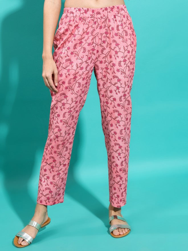 Women Pink Printed Kurta Set