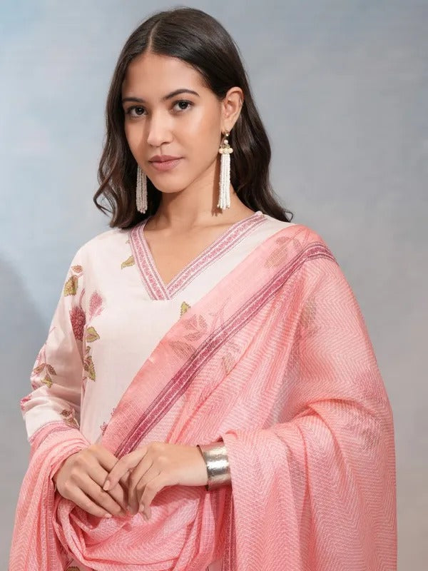 Pink Embroidered Kurta