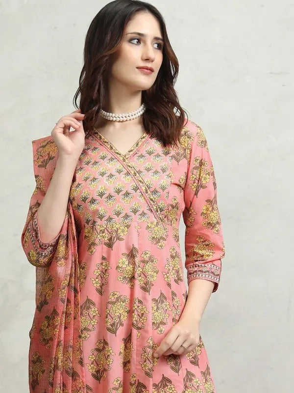 Pink/Yellow Embroidered Kurta