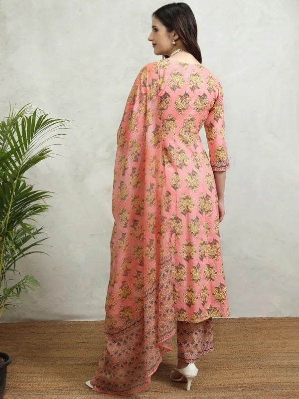 Pink/Yellow Embroidered Kurta