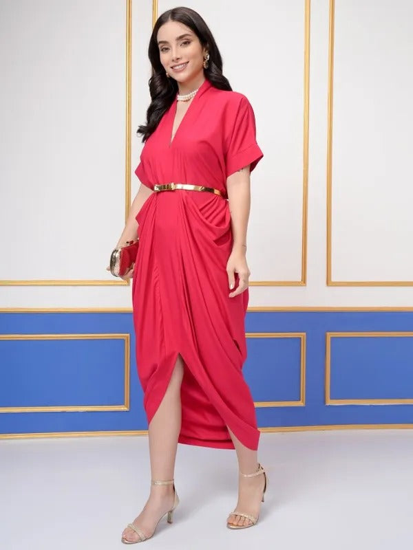Red Embroidered Kurta-FREE size