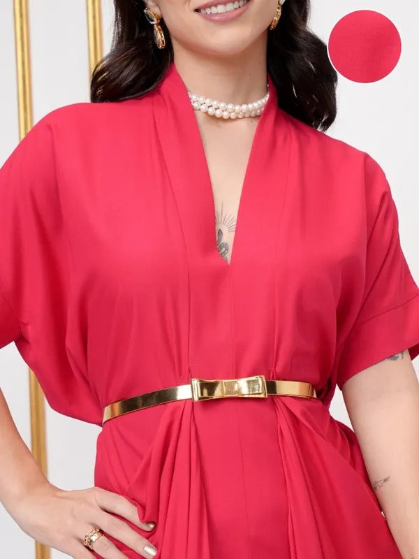 Red Embroidered Kurta-FREE size
