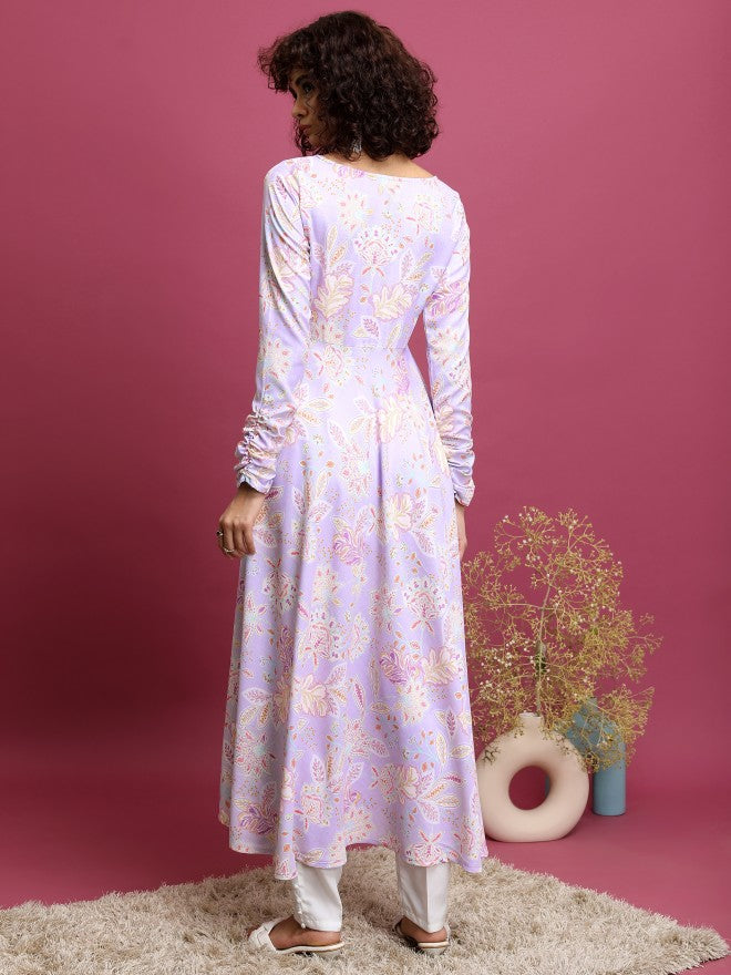Women Lavender Printed A-Line Kurta