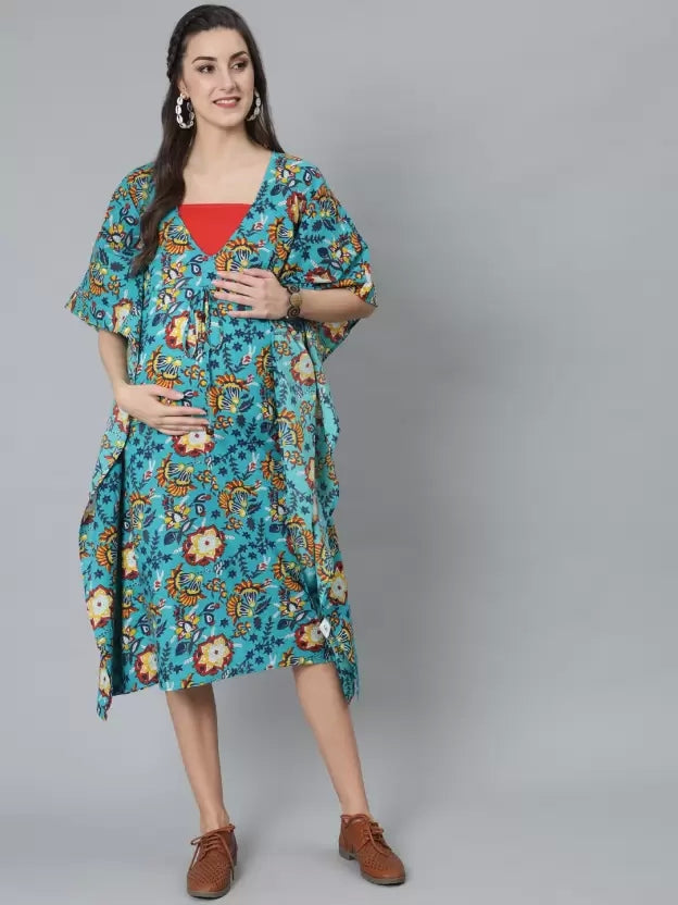 Green Maternity Kaftan Dress