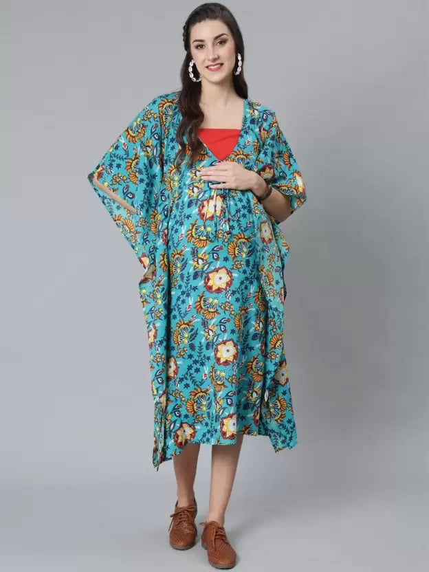 Green Maternity Kaftan Dress