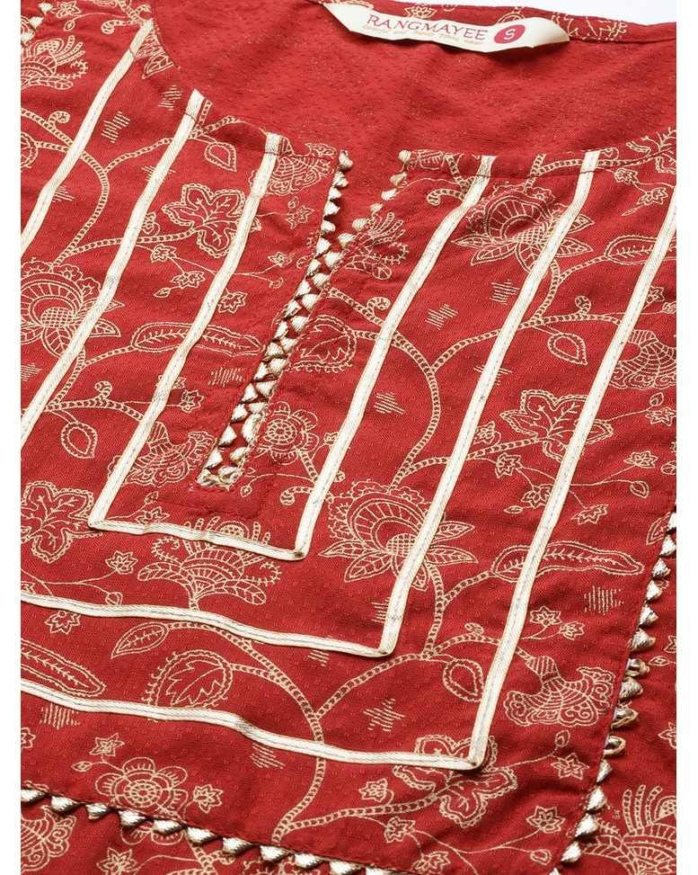 Rust Rayon Printed Kurti