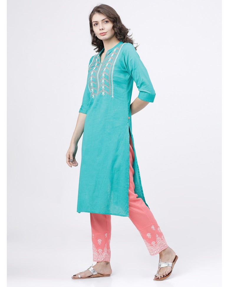 Pink Cotton Relaxed Fit Pants