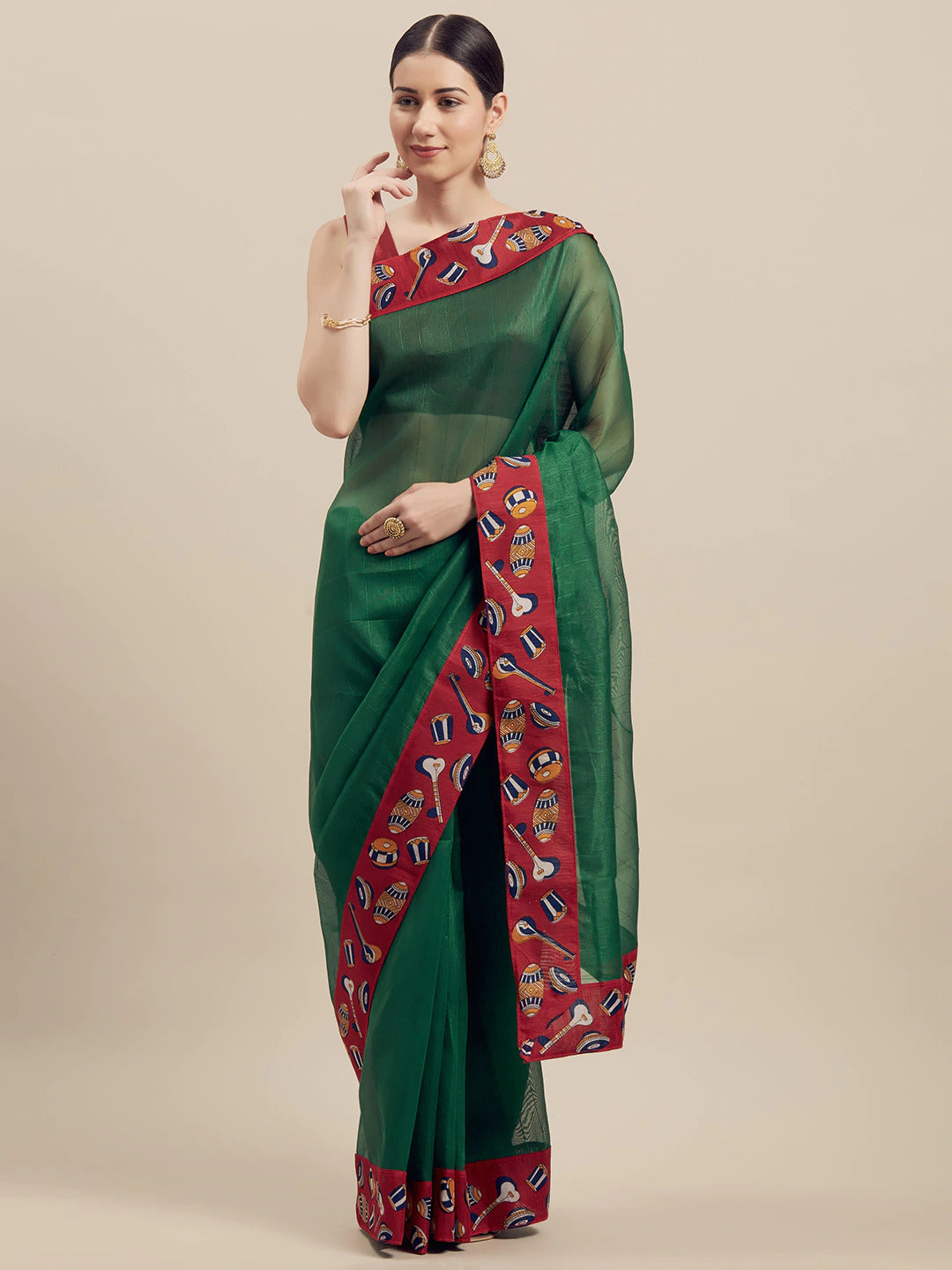 Florence Women Silk Bhagalpuri Saree Green