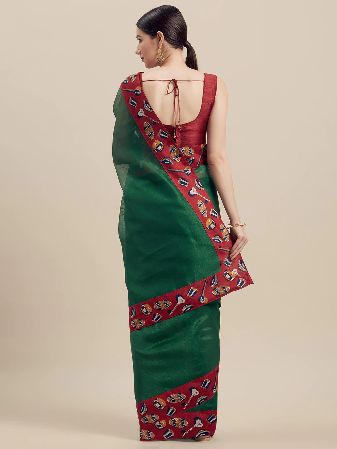 Florence Women Silk Bhagalpuri Saree Green